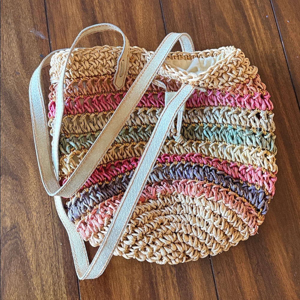 Multicolor Woven Tote Bag for spring